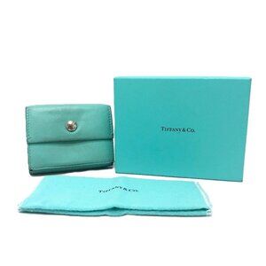 TIFFANY&Co. Compact Wallet Wallet Trifold wallet Leather blue/SilverHardware